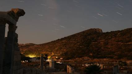 Knidos Antik Kenti'nde Perseid meteor yağmuru büyüledi