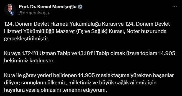 Sağlık Bakanı Kemal Memişoğlu duyurdu: 14 Bin 905 hekimin atama yerleri belli oldu-1