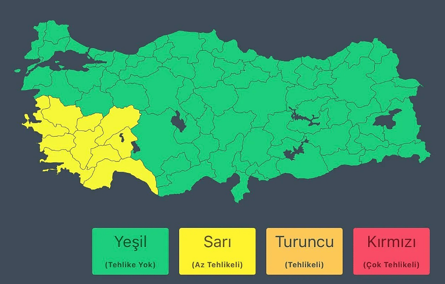 İçişleri Bakanlığı'ndan çok sayıda il için 'sarı' kodlu uyarı-1