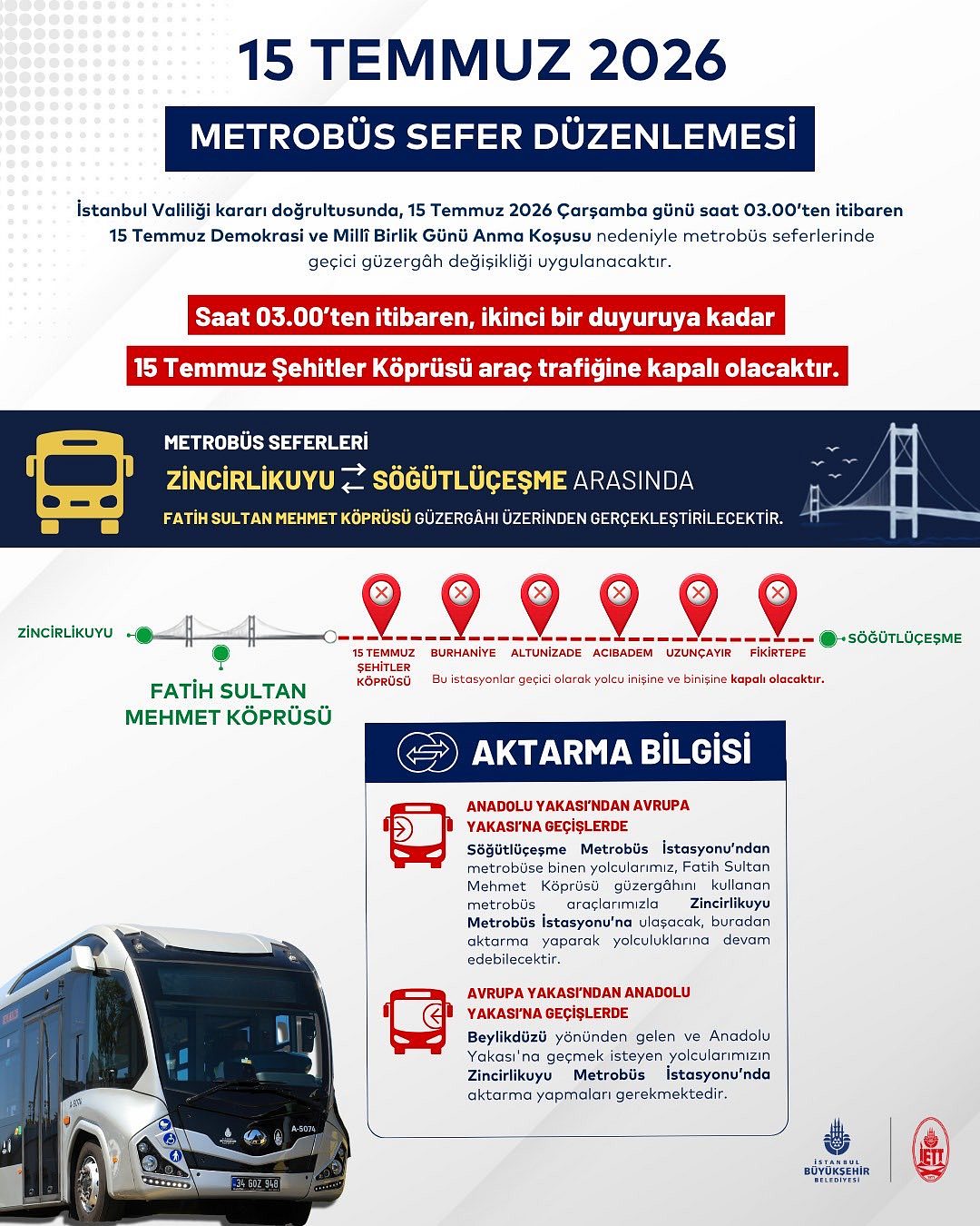 15 Temmuz'da metrobüs kullanacaklar dikkat... Güzergah değişecek-1