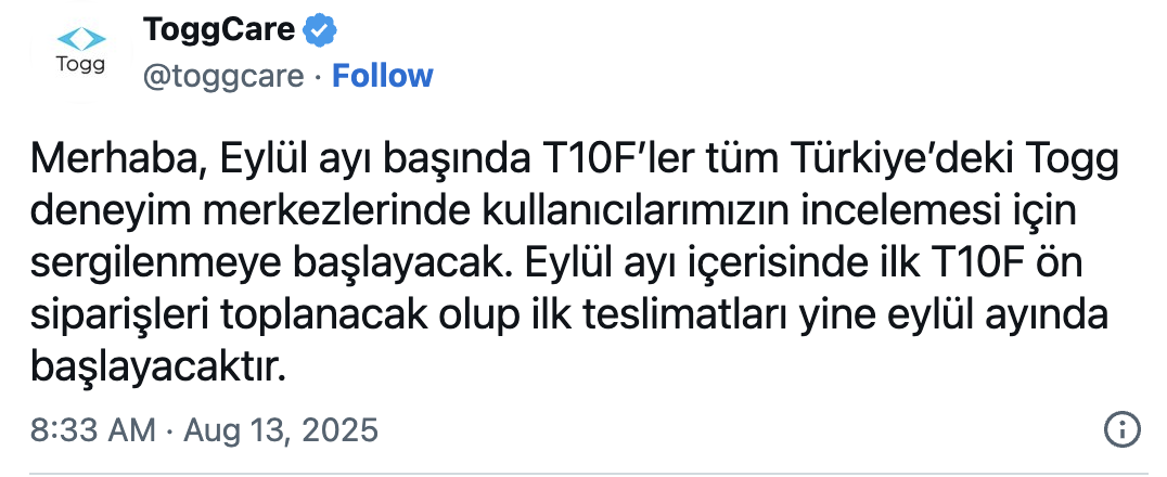 Togg'dan açıklama geldi, tarih belli oldu: Togg T10F ne zaman çıkacak? -1
