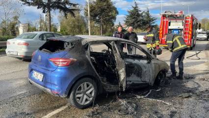 Samsunsporlu futbolcunun aracı küle döndü