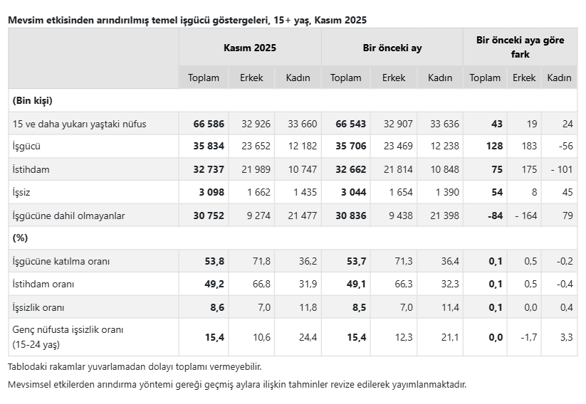 TÜİK açıkladı: Kasım ayı işsizlik rakamları belli oldu-3