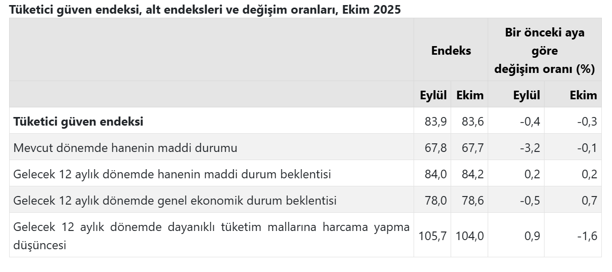 TÜİK açıkladı: Tüketici güveni ekim ayında geriledi-2