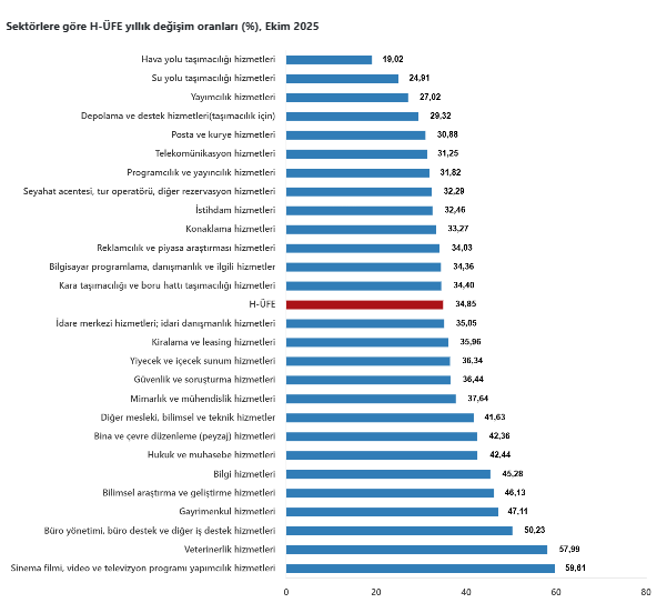 Hizmet üretici fiyat endeksinde aylık ve yıllık artış-4