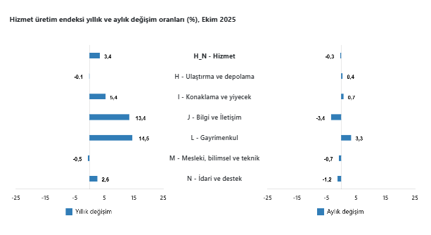 Hizmet üretim endeksi ekimde yıllık bazda arttı-3