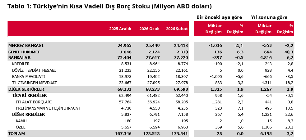 Türkiye’nin kısa vadeli dış borcu arttı: 173,5 milyar dolara çıktı-2