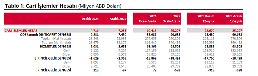 Türkiye'nin 2025'te cari açığı 25 milyar doları geçti-1
