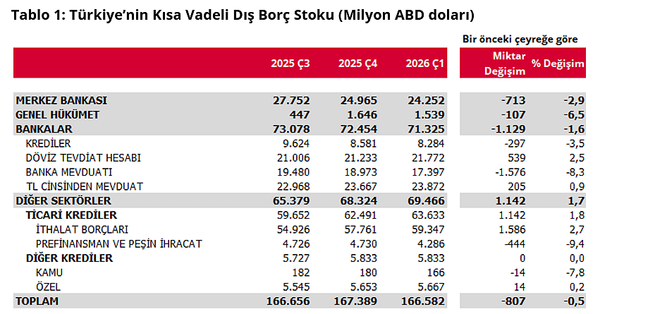 Rekor seviyedeki kısa vadeli dış borç stokunda düşüş-2