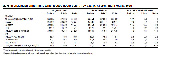 TÜİK açıkladı: Dördüncü çeyrek işsizlik rakamları belli oldu-2