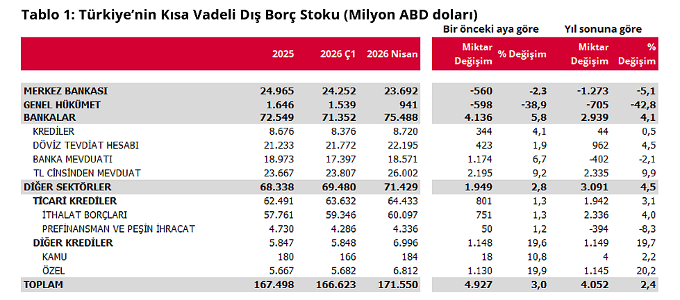 Türkiye'nin kısa vadeli borç stoku arttı-2