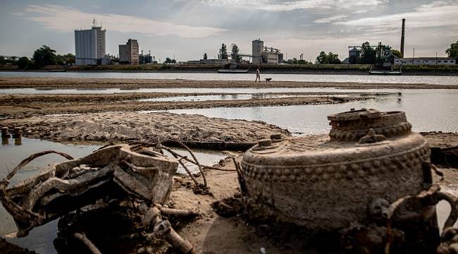 Tuna Nehri'nde dikkat çeken görüntü: Sular çekilince gün yüzüne çıktı
