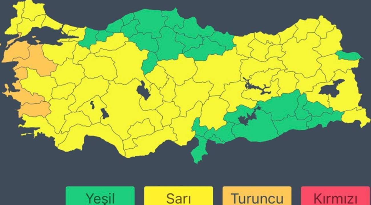 52 il için "sarı", 4 il için de "turuncu" kodlu uyarı geldi