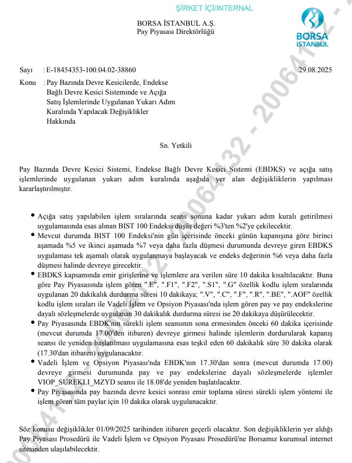 Devre kesici, açığı satışta yukarı adım... Borsada 1 Eylül'de yeni dönem başlıyor-1