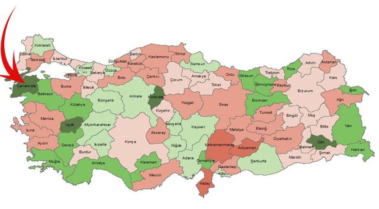 TÜİK yayınladı, ilk sırada Çanakkale var: Harita ne anlama geliyor?