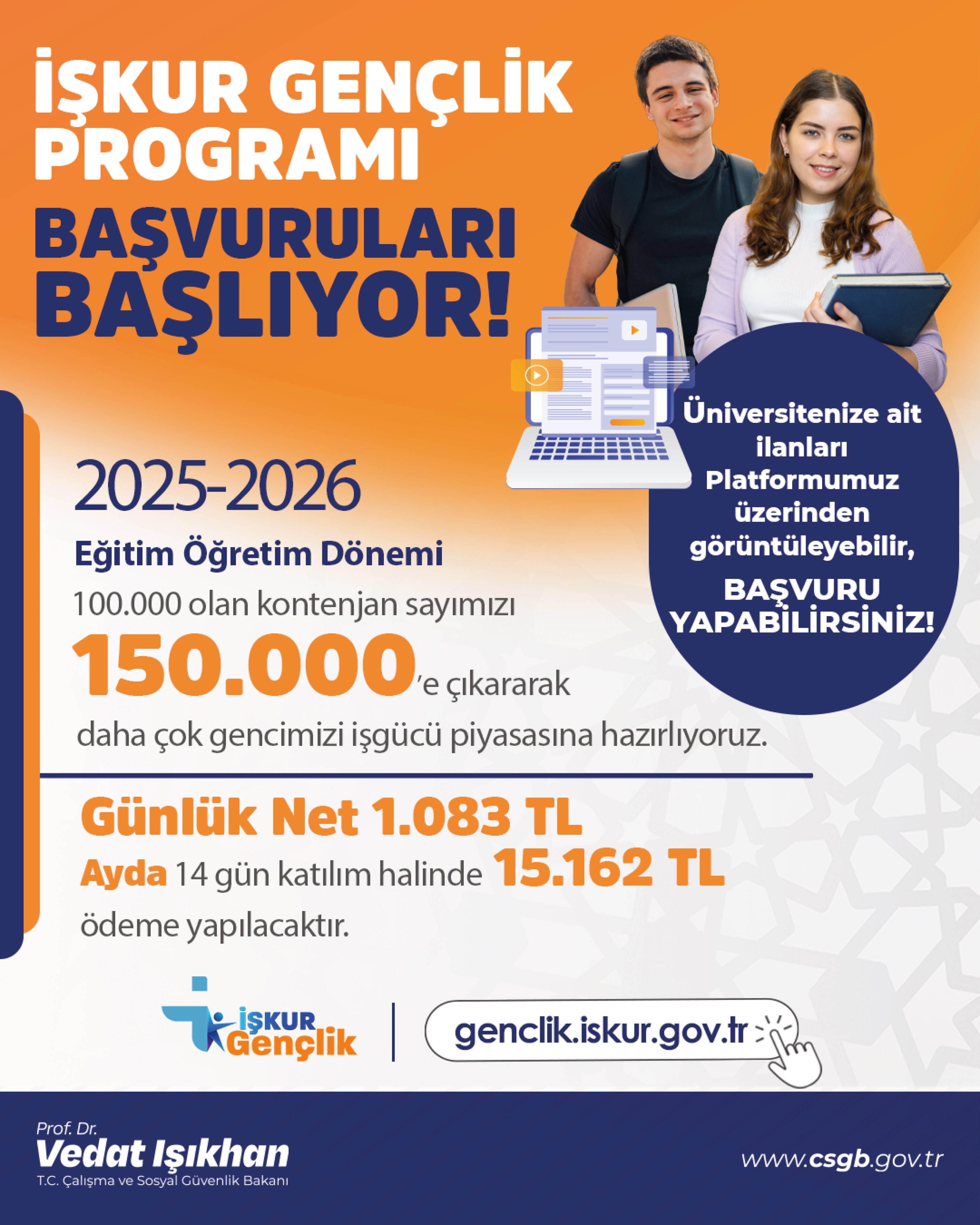 15 bin 162 lira gelir desteği: İŞKUR Gençlik Programı başvuruları başlıyor-1