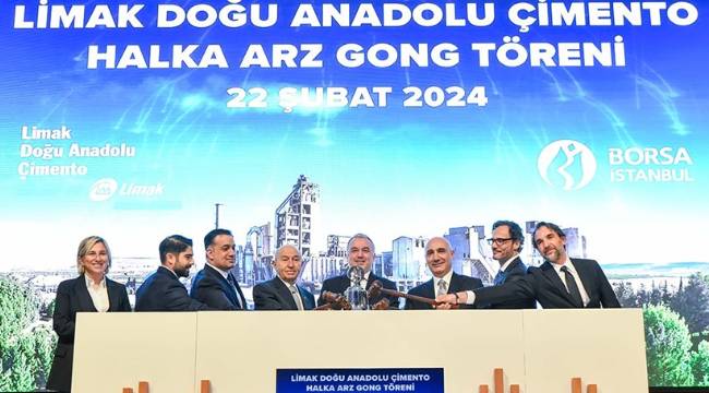 Yatırımcılardan 4,4 kat talep alan Limak Doğu Anadolu Çimento "LMKDC" koduyla borsada! 