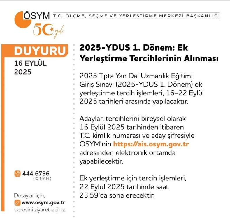 YDUS ek yerleştirme tercih işlemleri nasıl ve zaman yapılacak? ÖSYM duyurdu -1