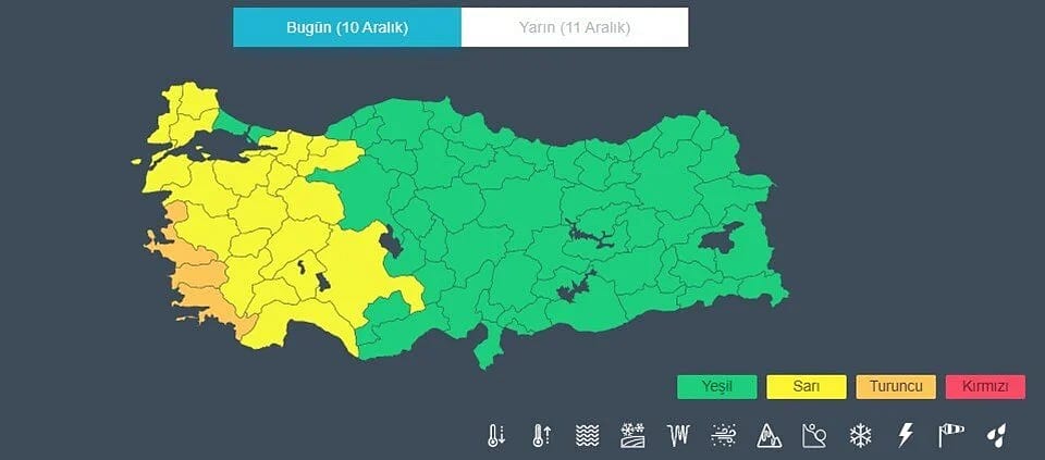 Meteoroloji'den 22 ile sarı 3 ile turuncu uyarı-0