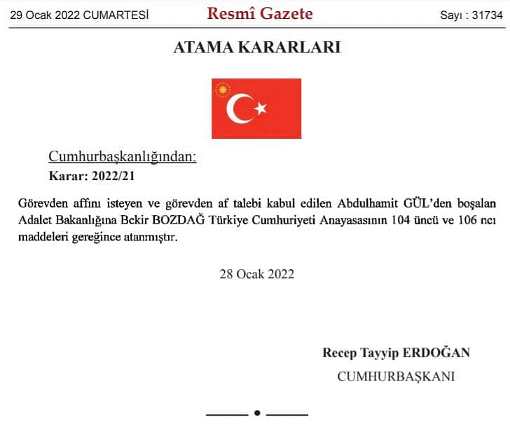 Kabinede değişiklik: Abdulhamit Gül'ün yerine Bekir Bozdağ atandı-0