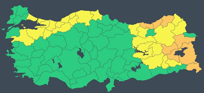 Meteorolojiden 26 il için 'sarı' 8 il için 'turuncu' uyarı var-0