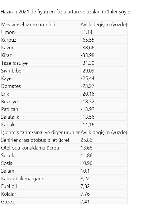 Haziranda fiyatı en fazla azalan ve artan ürünler açıklandı-0