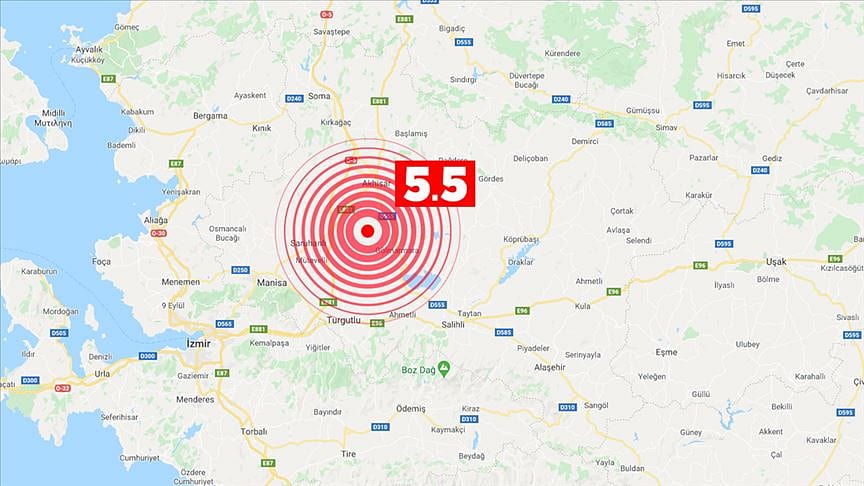 Manisa'da 5.5 büyüklüğünde deprem