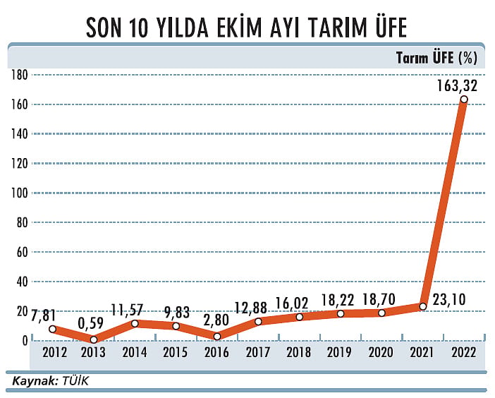 Tarım ÜFE’de rekor artış: Yüzde 163-0