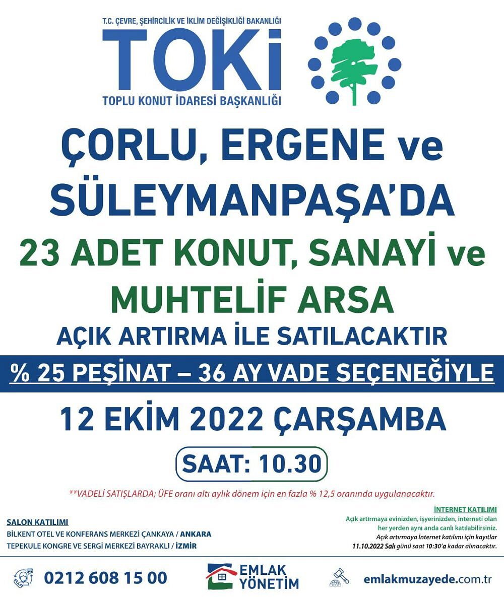 TOKİ duyurdu... Tekirdağ'da 3 ilçede 23 arsa satışa çıktı: İşte ilanın detayları-0