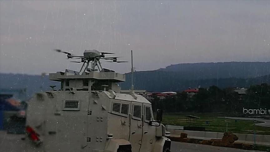 Silahlı drone Songar, askeri kara aracına entegre edildi-0