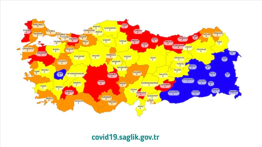 Risk haritası açıklandı: İşte çok yüksek, yüksek, orta ve düşük riskli iller