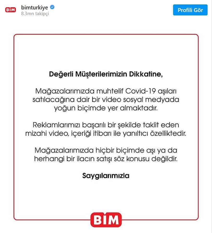 BİM, sosyal medyadaki video ile ilgili açıklama yaptı: Kovid-19 aşısı satmıyoruz-0