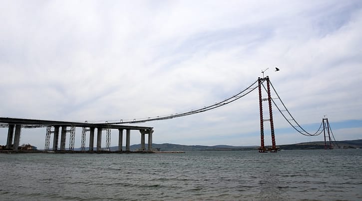 1915 Çanakkale Köprüsü inşaatında son çelik halat montajı yapıldı