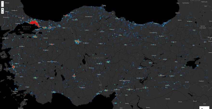 İllere göre Türkiye koronavirüs yoğunluk haritası