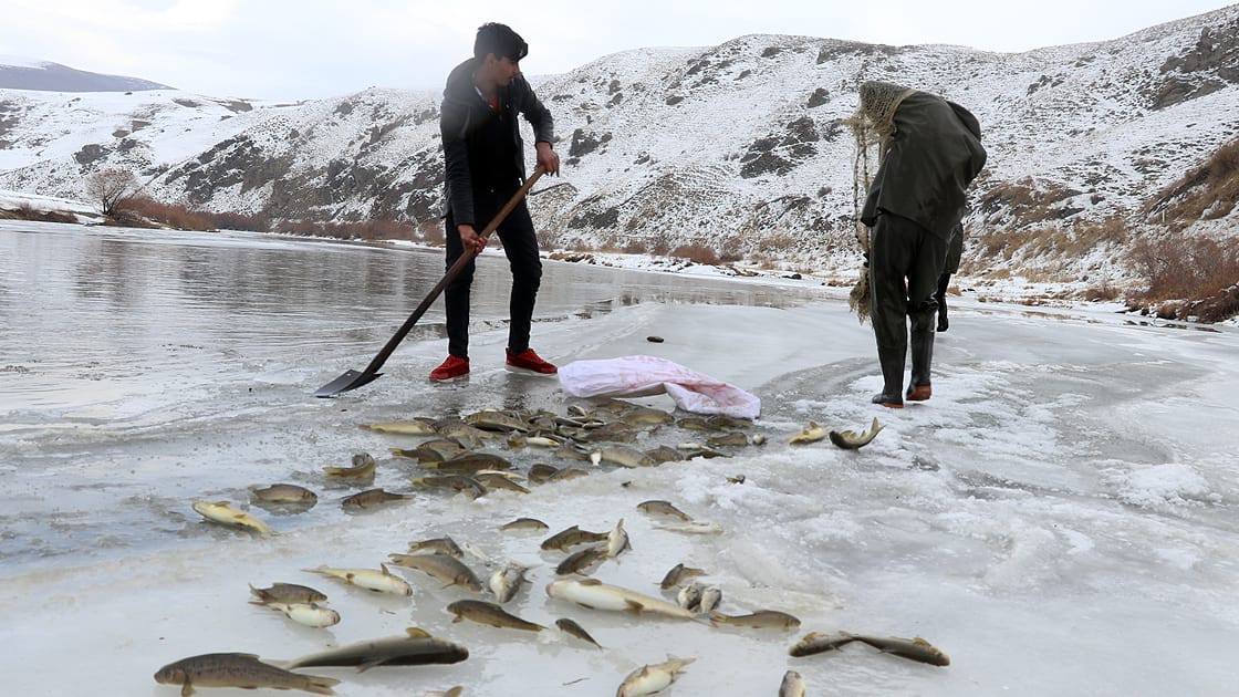 Denizsiz kentin balıkçıları: Buzda avlanıyorlar