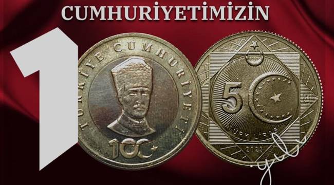 100'üncü yıla özel madeni 5 lira: 100 milyon adet basıldı, yarın tedavüle çıkıyor